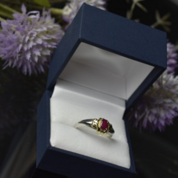 925 Sterling Silver Gold Plated Pink Spinel Ring Size 8.5