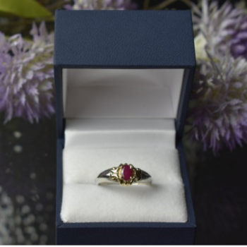 925 Sterling Silver Gold Plated Pink Spinel Ring Size 8.5