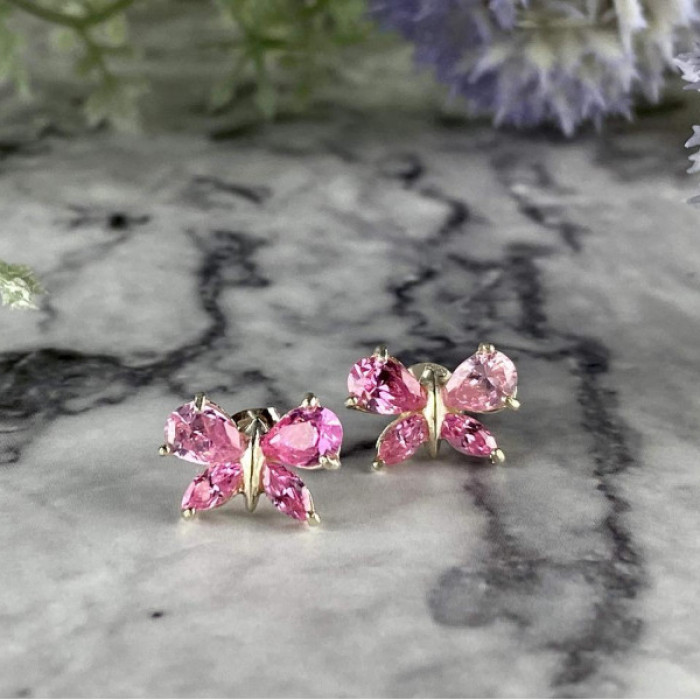 925 Sterling Silver Pink CZ 
