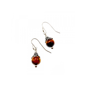 Vintage 925 Sterling Silver Agate Earrings