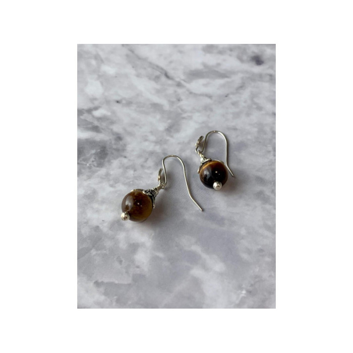 Vintage 925 Sterling Silver Agate Earrings