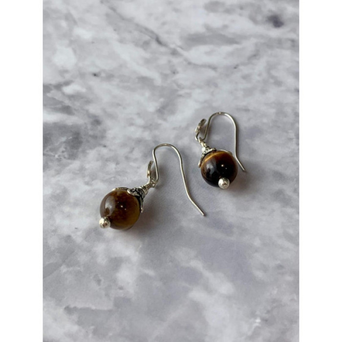 Vintage 925 Sterling Silver Agate Earrings