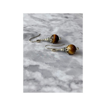 Vintage 925 Sterling Silver Agate Earrings