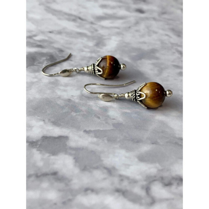 Vintage 925 Sterling Silver Agate Earrings