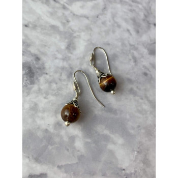 Vintage 925 Sterling Silver Agate Earrings