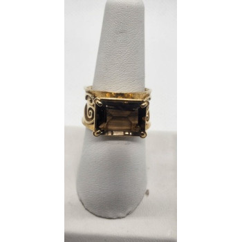 925 Sterling Silver Smoky Quartz Ring Size 8