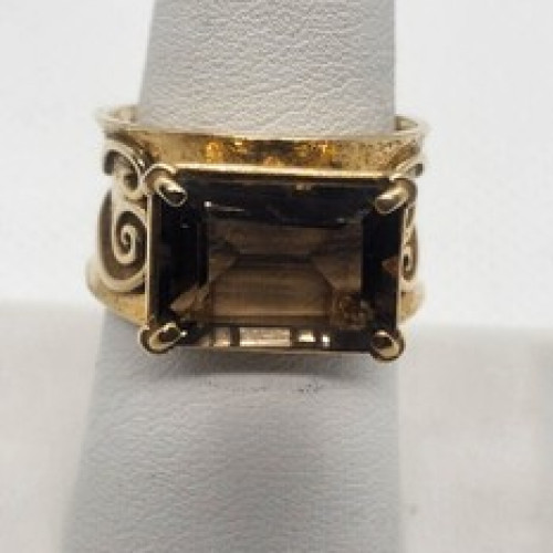 925 Sterling Silver Smoky Quartz Ring Size 8