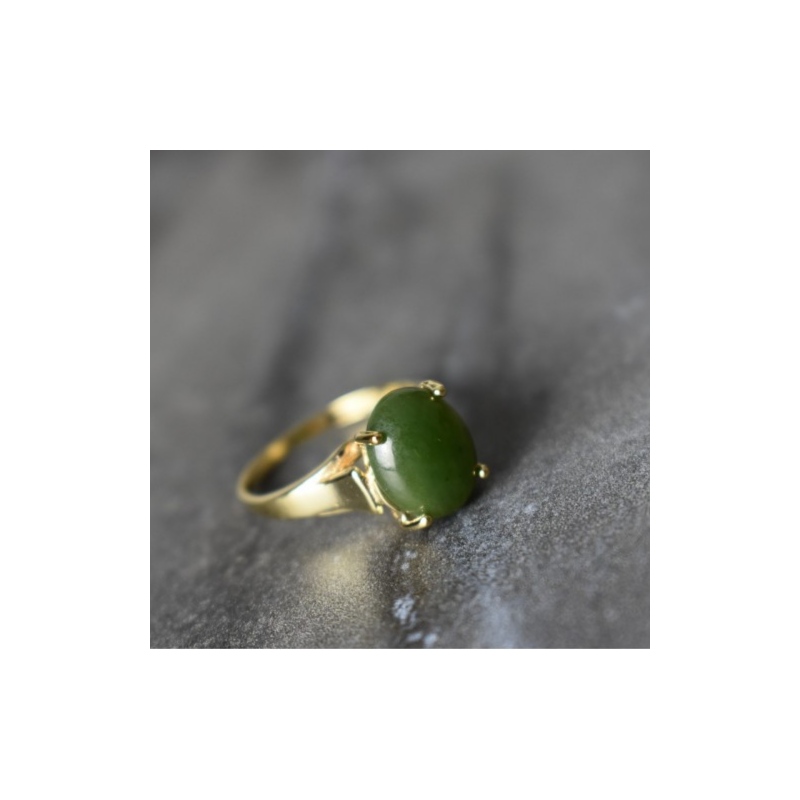 925 Sterling Silver Gold Plated Emerald Ring Size 6.5