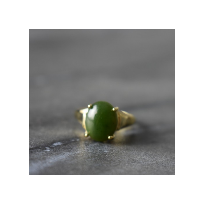 925 Sterling Silver Gold Plated Emerald Ring Size 6.5