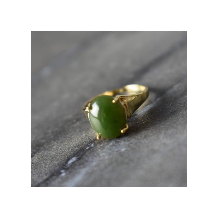 925 Sterling Silver Gold Plated Emerald Ring Size 6.5