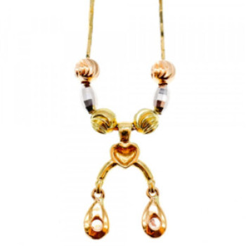 Designer 18K Yellow, White & Pink Gold Diamond Italy Necklace