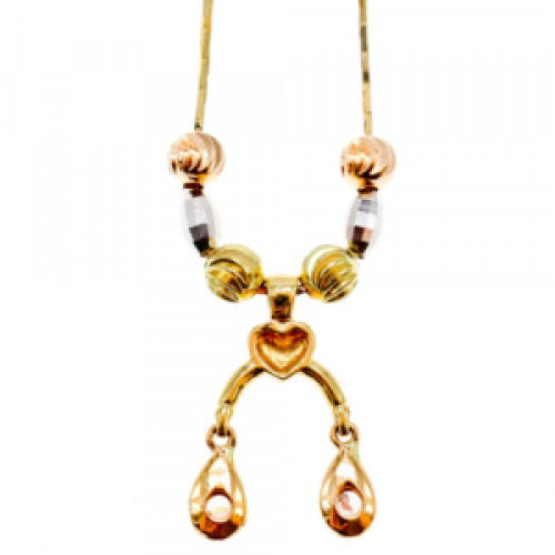 Designer 18K Yellow, White & Pink Gold Diamond Italy Necklace