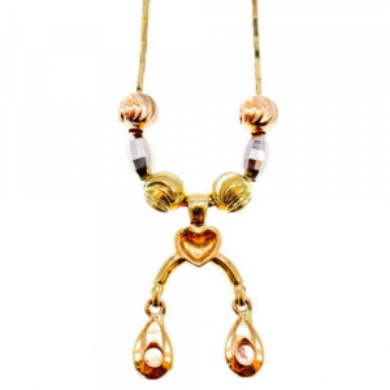 Designer 18K Yellow, White & Pink Gold Diamond Italy Necklace