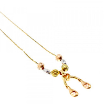 Designer 18K Yellow, White & Pink Gold Diamond Italy Necklace