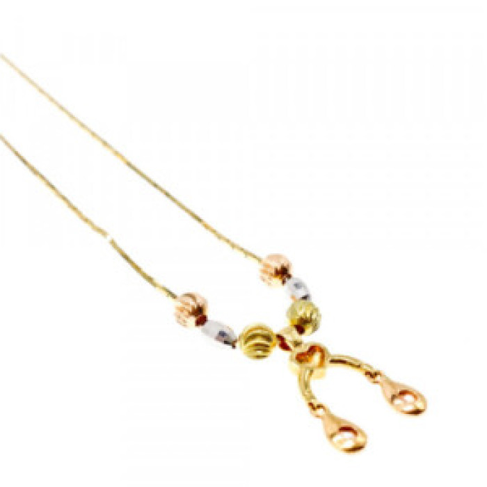 Designer 18K Yellow, White & Pink Gold Diamond Italy Necklace