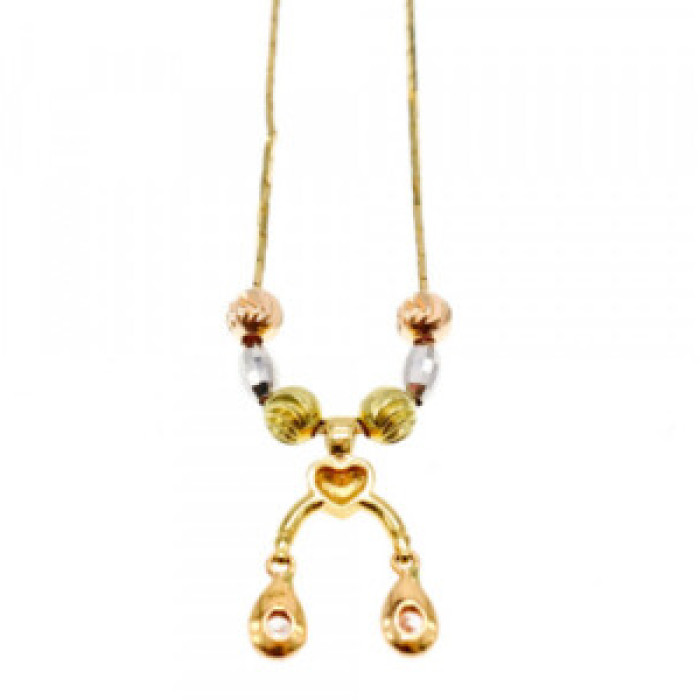 Designer 18K Yellow, White & Pink Gold Diamond Italy Necklace