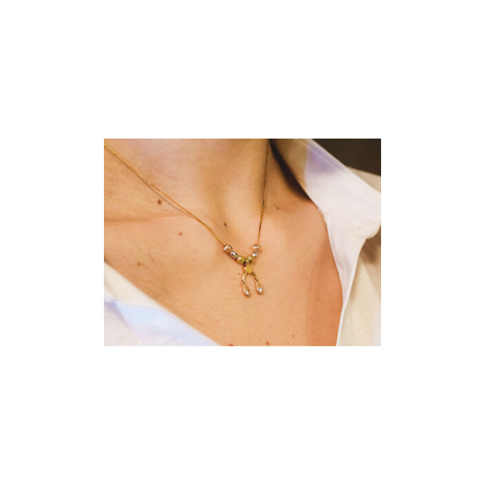 DESIGNER 18K YELLOW, WHITE & PINK GOLD DIAMOND  ITALY NECKLACE