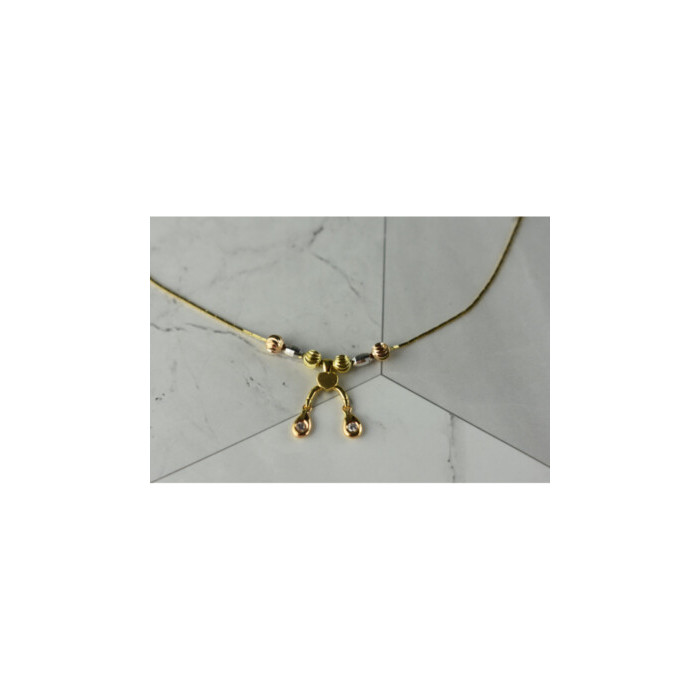 DESIGNER 18K YELLOW, WHITE & PINK GOLD DIAMOND  ITALY NECKLACE