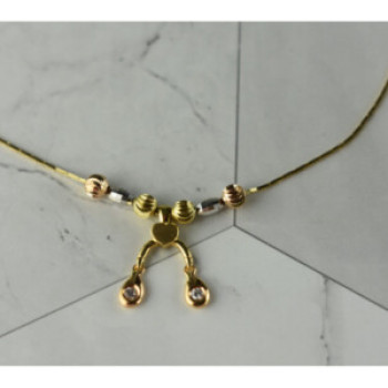 Designer 18K Yellow, White & Pink Gold Diamond Italy Necklace