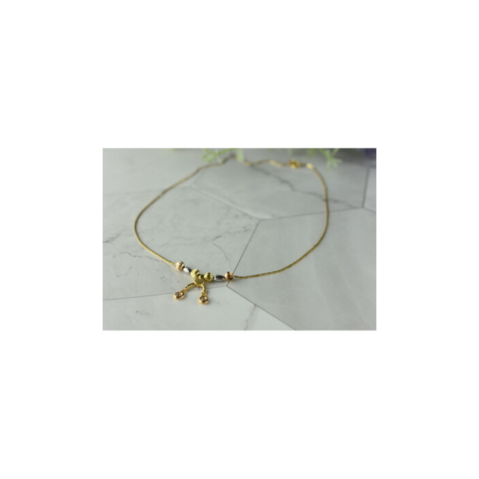 DESIGNER 18K YELLOW, WHITE & PINK GOLD DIAMOND  ITALY NECKLACE