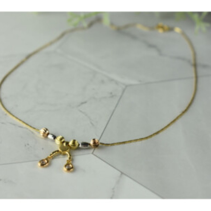 Designer 18K Yellow, White & Pink Gold Diamond Italy Necklace