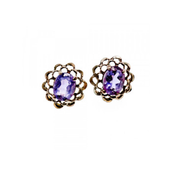 925 Sterling Silver Amethyst Stud Earrings