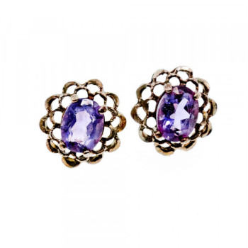 925 Sterling Silver Amethyst Stud Earrings