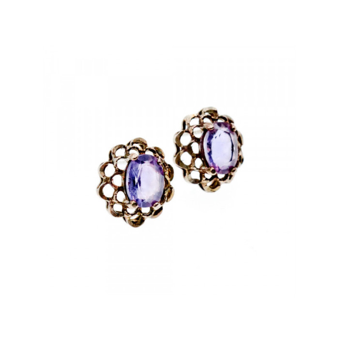925 Sterling Silver Amethyst Stud Earrings