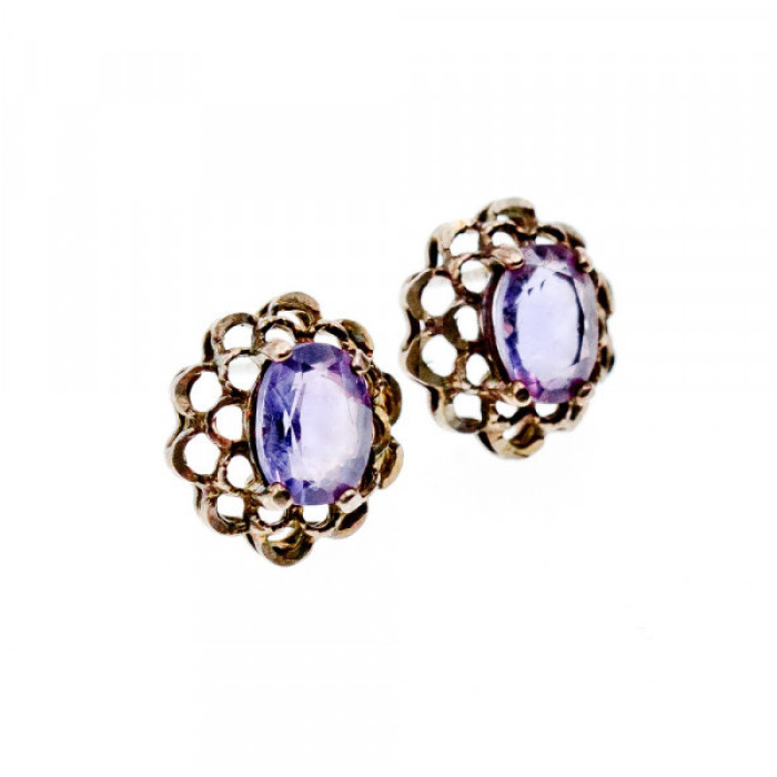 925 Sterling Silver Amethyst Stud Earrings