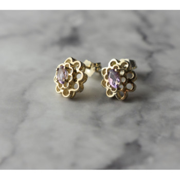 925 Sterling Silver Amethyst Stud Earrings
