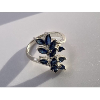 925 Sterling Silver & Sapphires Ring Size 6