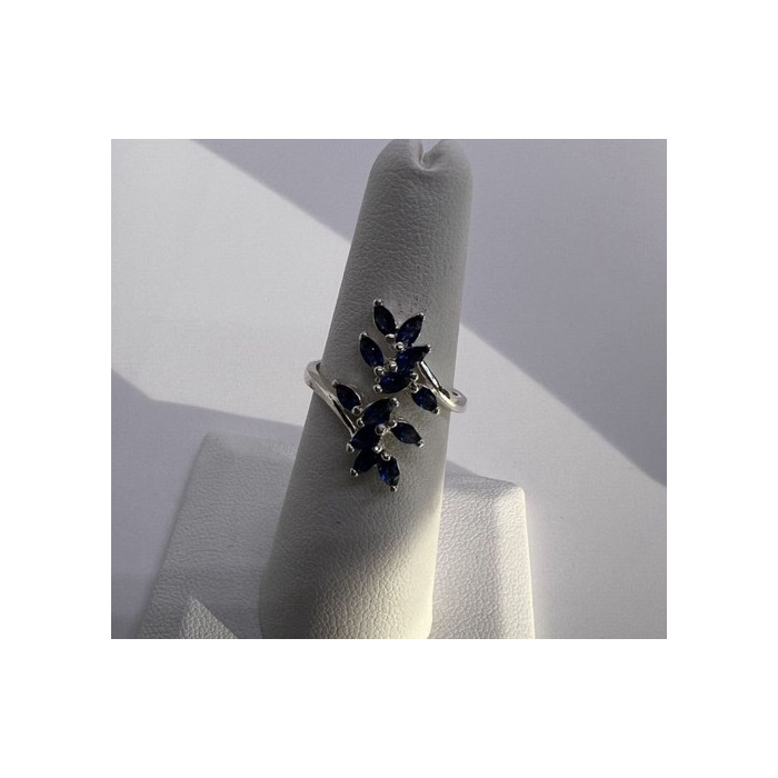925 Sterling Silver & Sapphires Ring Size 6