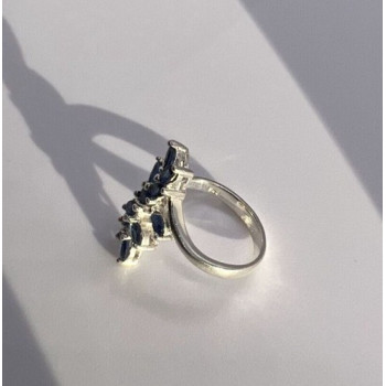 925 Sterling Silver & Sapphires Ring Size 6