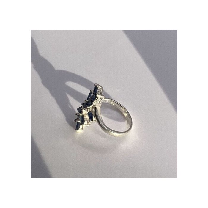 925 Sterling Silver & Sapphires Ring Size 6