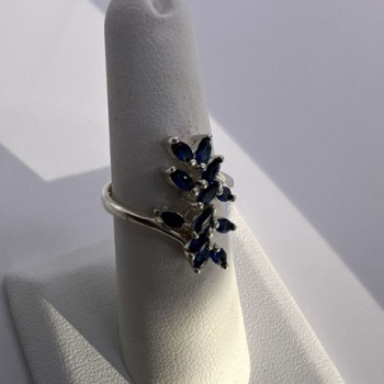 925 Sterling Silver & Sapphires Ring Size 6