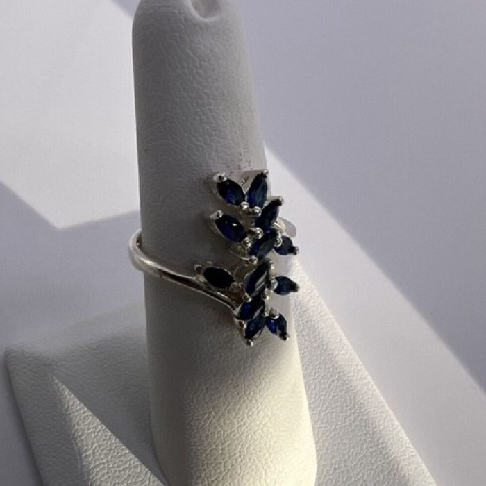 925 Sterling Silver & Sapphires Ring Size 6