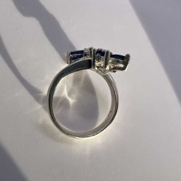925 Sterling Silver & Sapphires Ring Size 6