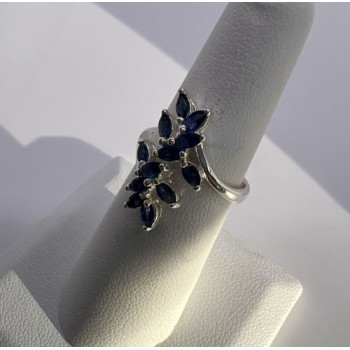 925 Sterling Silver & Sapphires Ring Size 6