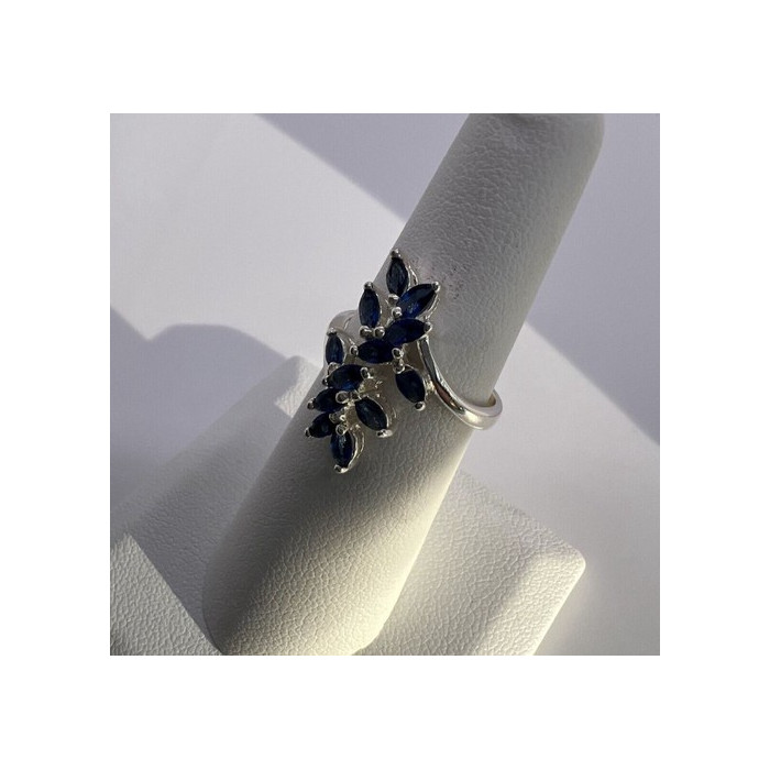 925 Sterling Silver & Sapphires Ring Size 6