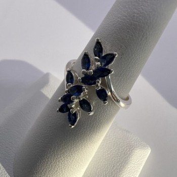 925 Sterling Silver & Sapphires Ring Size 6