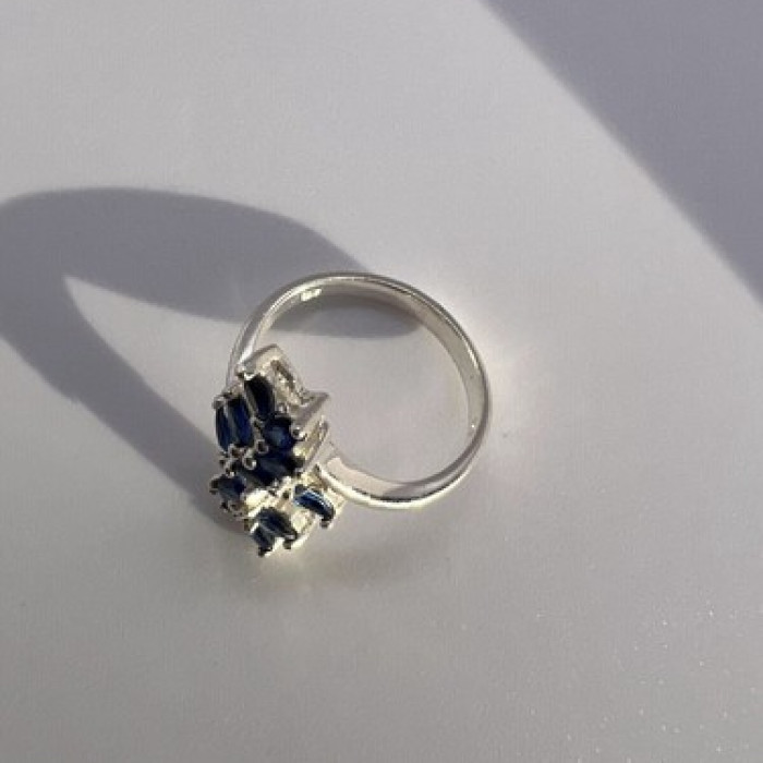 925 Sterling Silver & Sapphires Ring Size 6