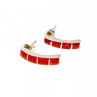925 Sterling Silver Red Mother Of Pearl Stud Earrings
