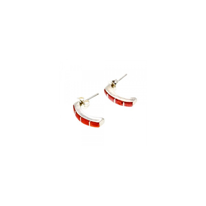 925 Sterling Silver Red Mother Of Pearl Stud Earrings