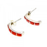 925 Sterling Silver Red Mother Of Pearl Stud Earrings