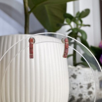 925 Sterling Silver Red Mother Of Pearl Stud Earrings