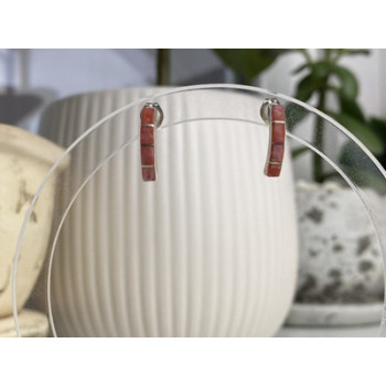 925 Sterling Silver Red Mother Of Pearl Stud Earrings