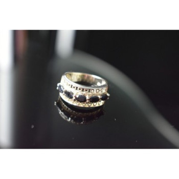 925 Sterling Silver Sapphires Openwork Ring Size 6.5