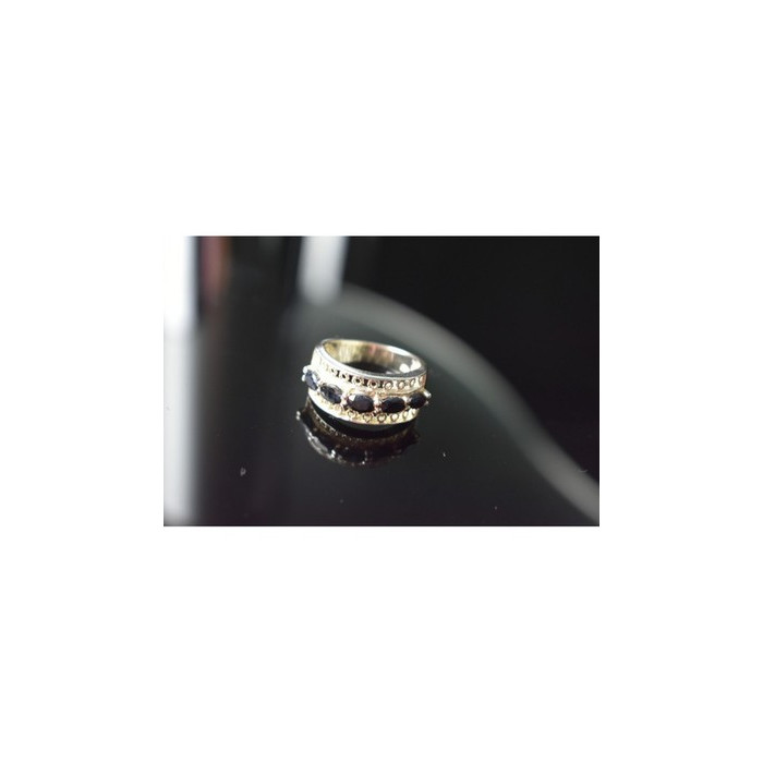 925 Sterling Silver Sapphires Openwork Ring Size 6.5