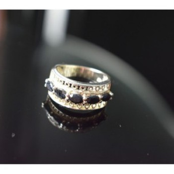 925 Sterling Silver Sapphires Openwork Ring Size 6.5