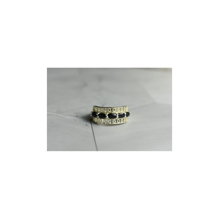 925 Sterling Silver Sapphires Openwork Ring Size 6.5